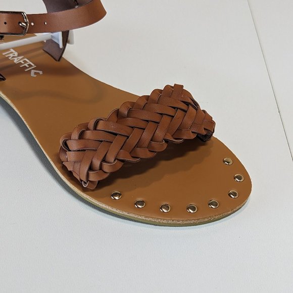 Traffic Women Jazzy Studded Decor Braid Ankle Strap Summer Sandals - Tan - Picture 4 of 6